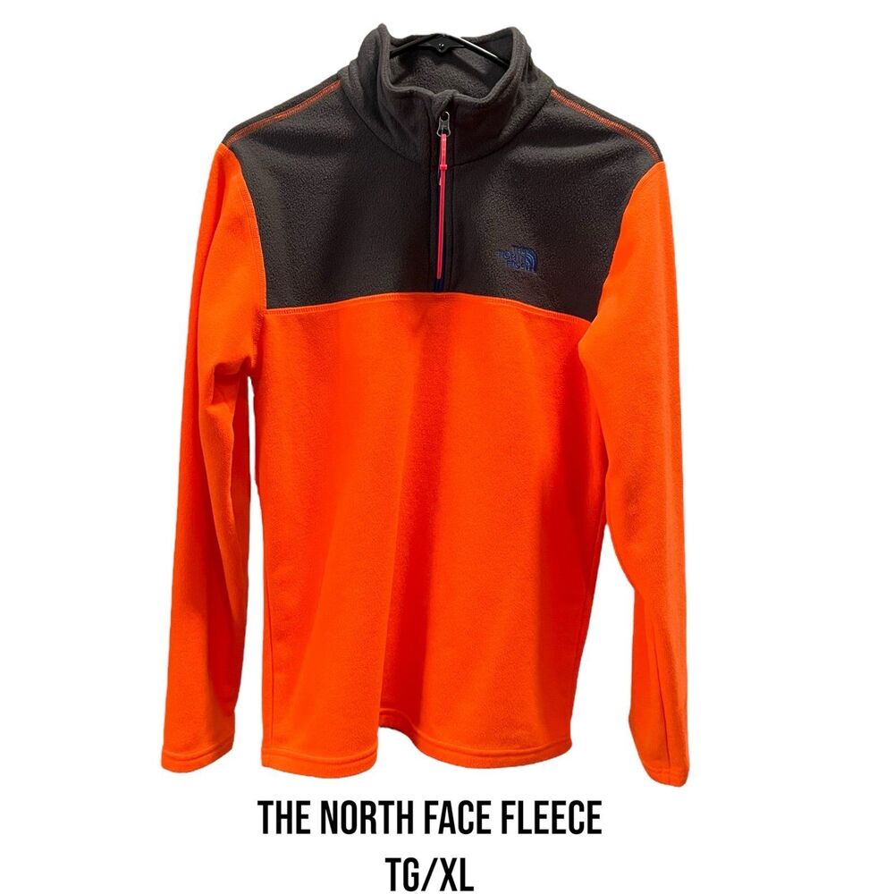 The North Face Glacier 1/4 Zip  Orange Black Pullover Fleece Teens Size XL